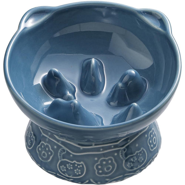 Blue Ceramic Cat Slow Feeder