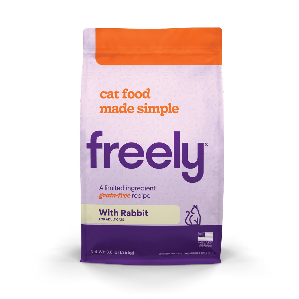 Freely Limited Ingredient Diet Natural Cat Food Grain Free Dry Cat Food Rabbit Recipe 3lb bag