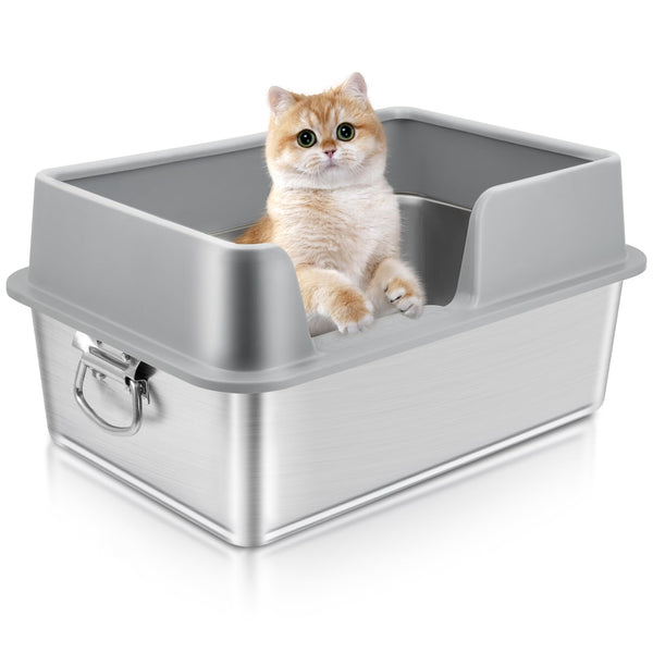 Stainless Steel High-Sided Cat Litter Box