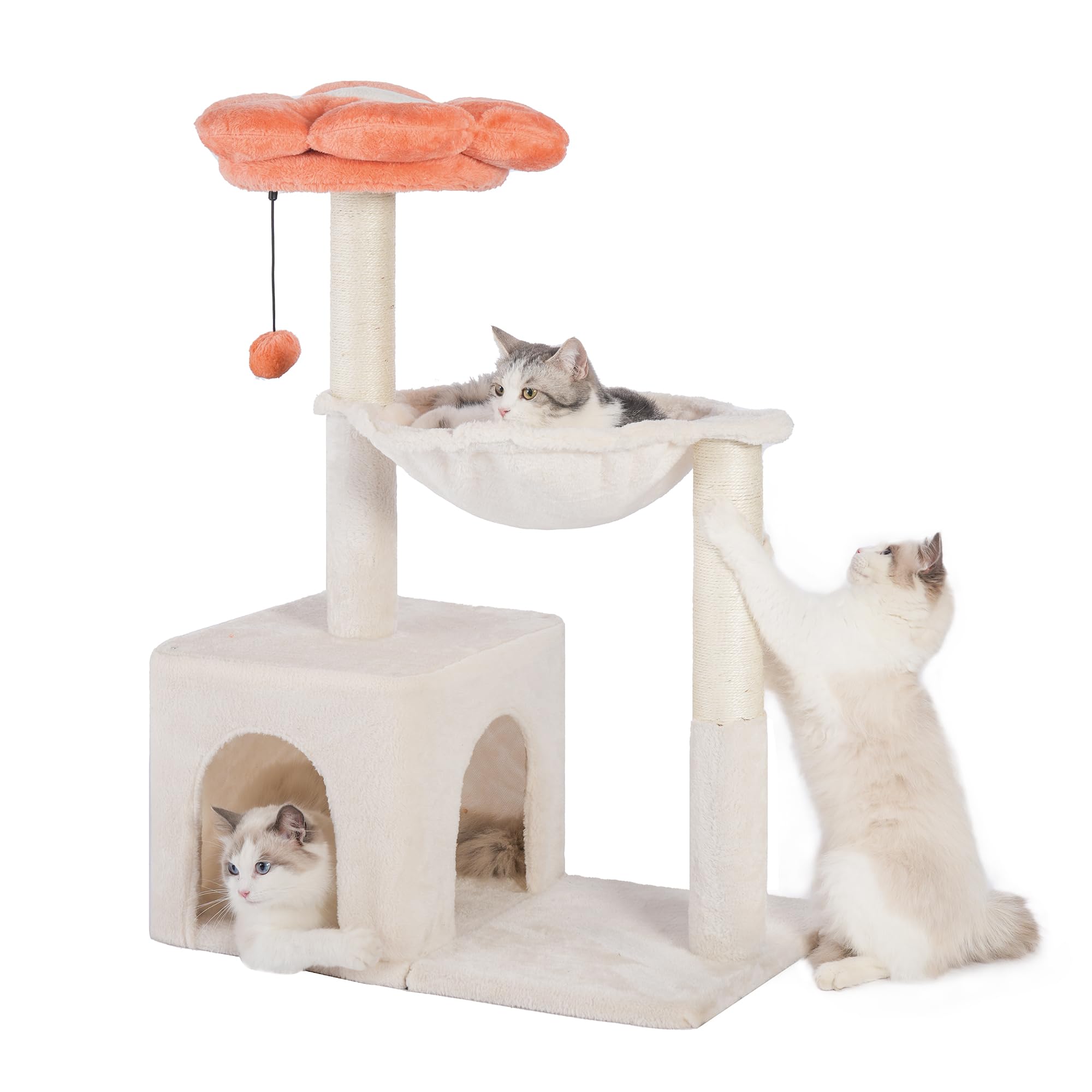 Pawfessor Floral Cat Tower 4-in-1