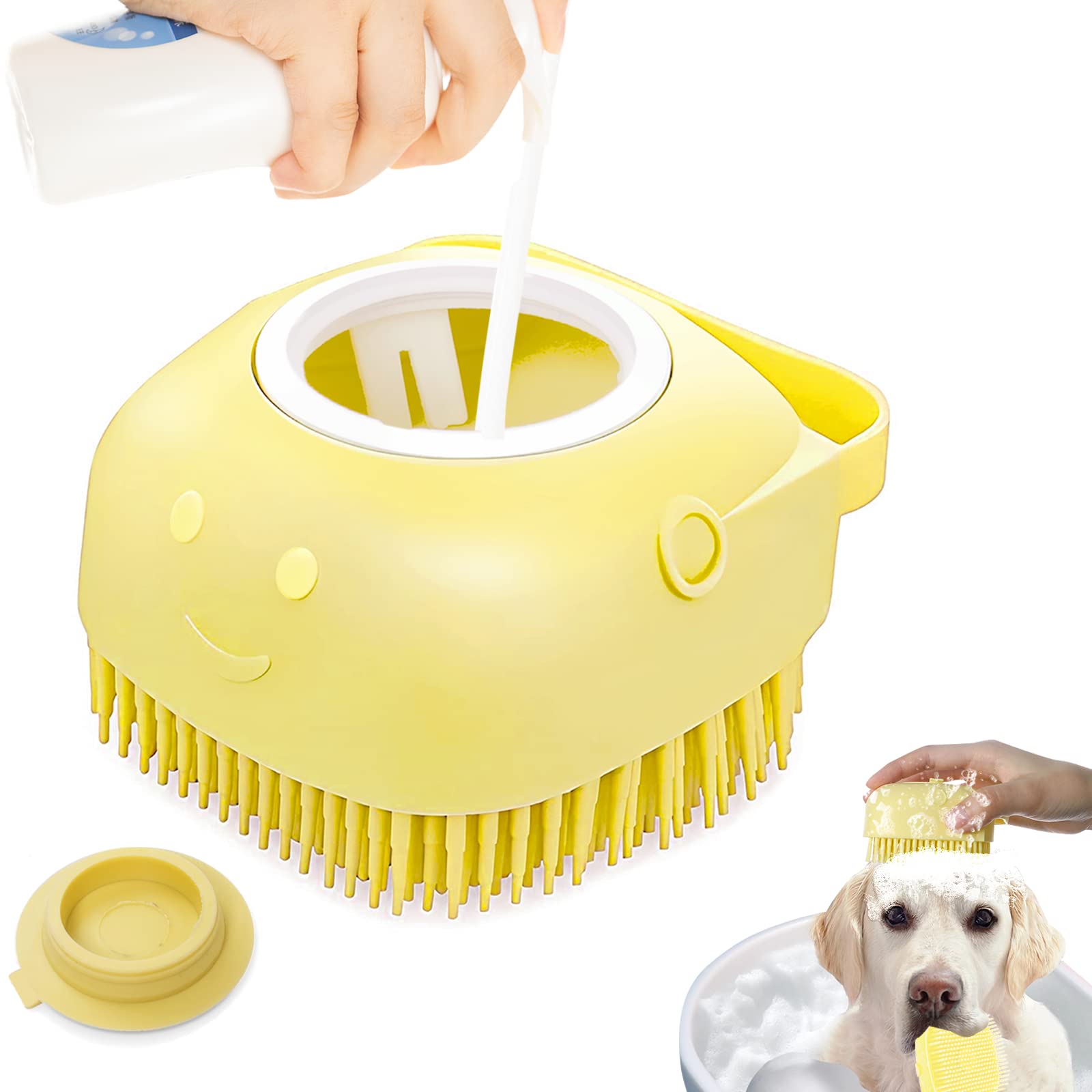 Pet Wash & Massage Brush with Soap Dispenser