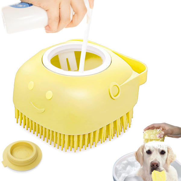 Pet Wash & Massage Brush with Soap Dispenser